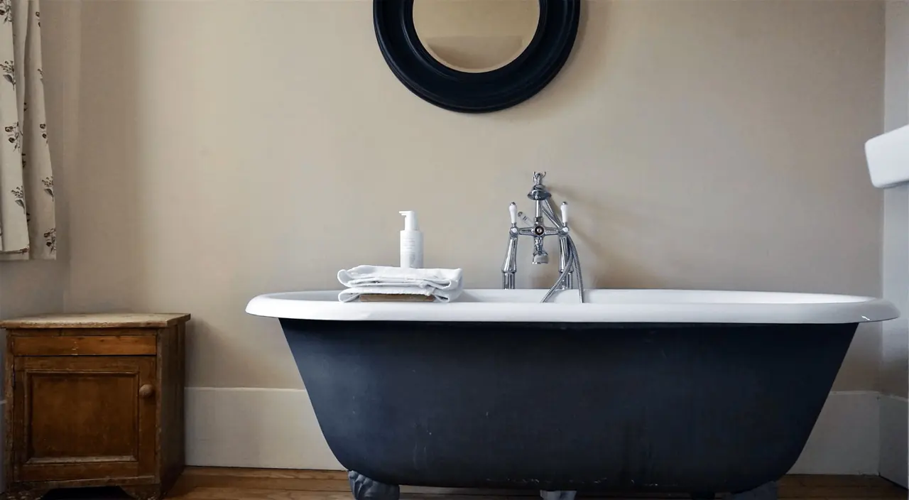 A freestanding roll-top bath in one of the rooms